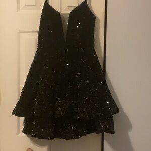 Sequin V Neck Cocktail Dress